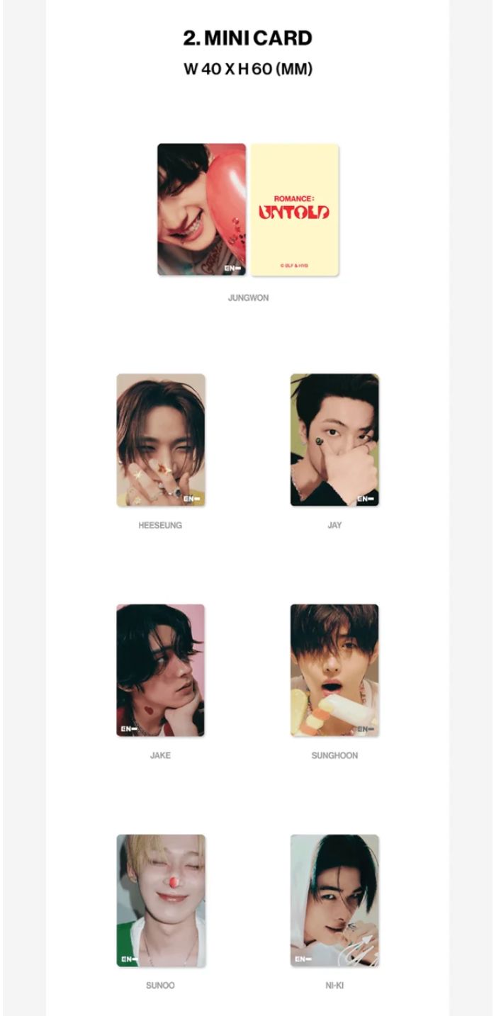 ENHYPEN - LENTICULAR MINI CARD (ROMANCE : UNTOLD OFFICIAL MD) Nolae