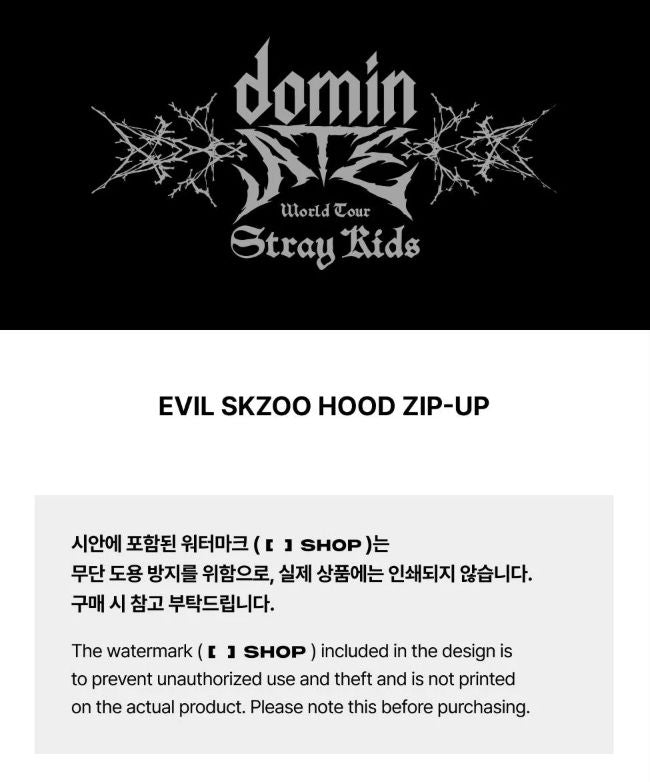STRAY KIDS - EVIL SKZOO HOOD ZIP-UP (DOMINATE WORLD TOUR OFFICIAL MD) Nolae