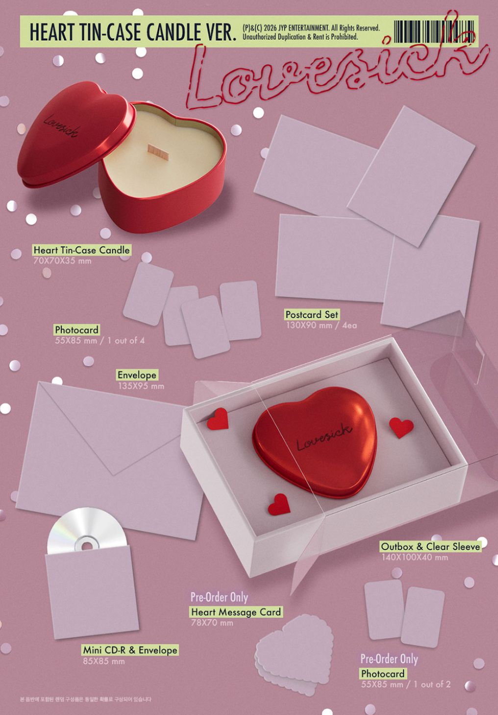 CHAERYEONG (ITZY) - LOVESICK (HEART TIN-CASE CANDLE VER.) + FANS SHOP Gift Nolae