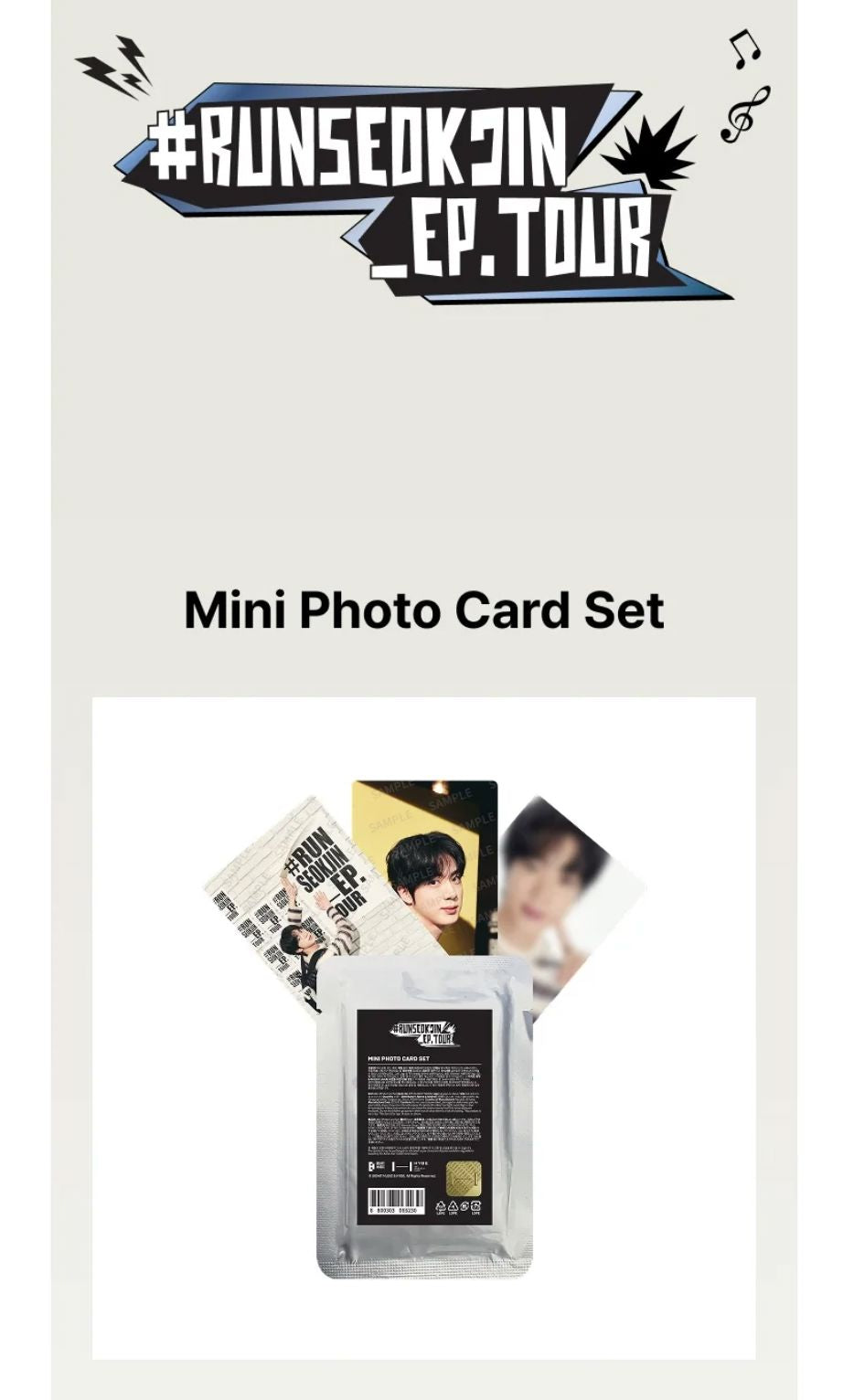 JIN (BTS) - MINI PHOTO CARD SET (RUNSEOKJIN OFFICIAL MD) Nolae