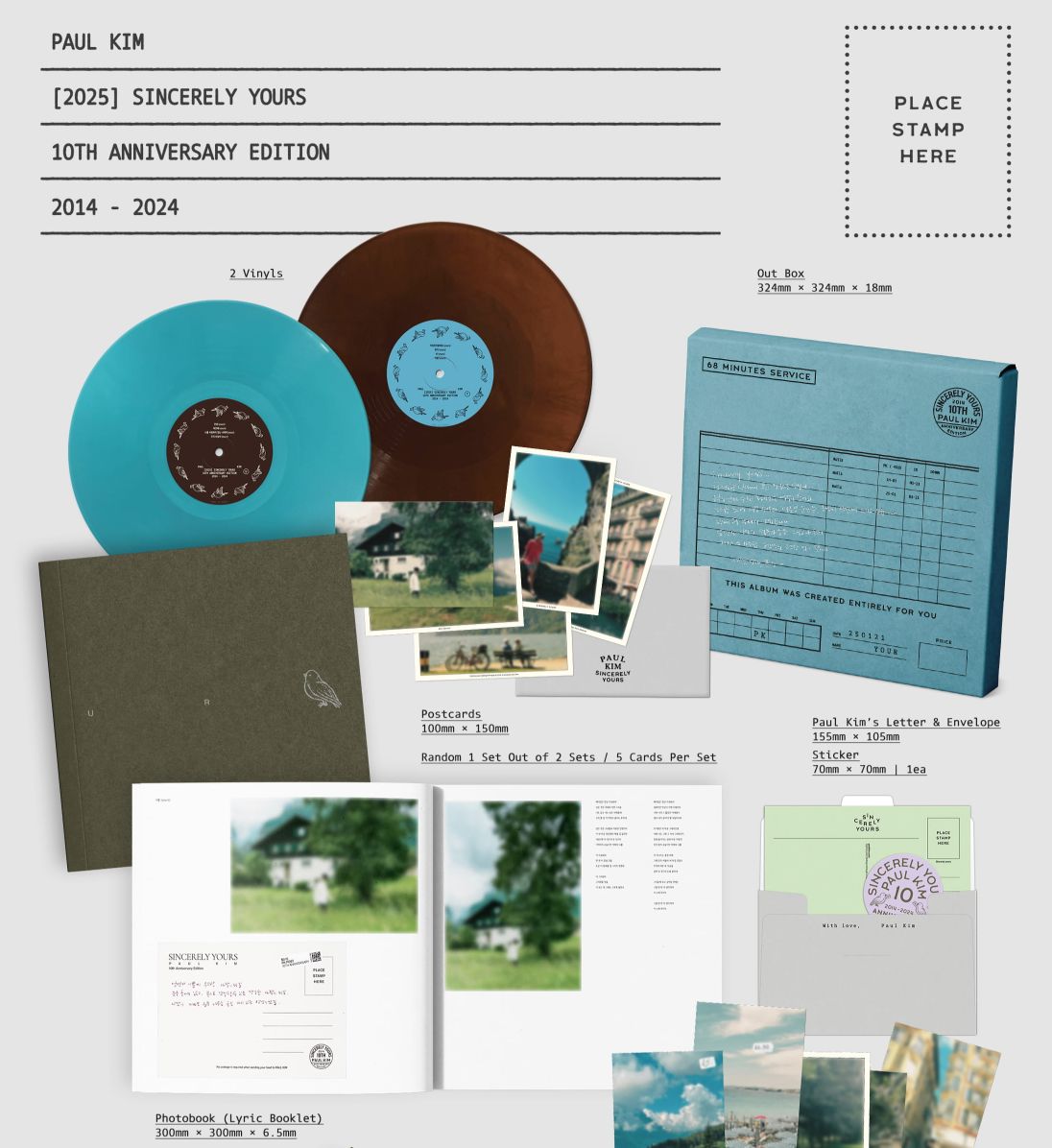 PAUL KIM - [2025] SINCERELY YOURS (10TH ANNIVERSARY EDITION 2014-2024) (2LP) Nolae