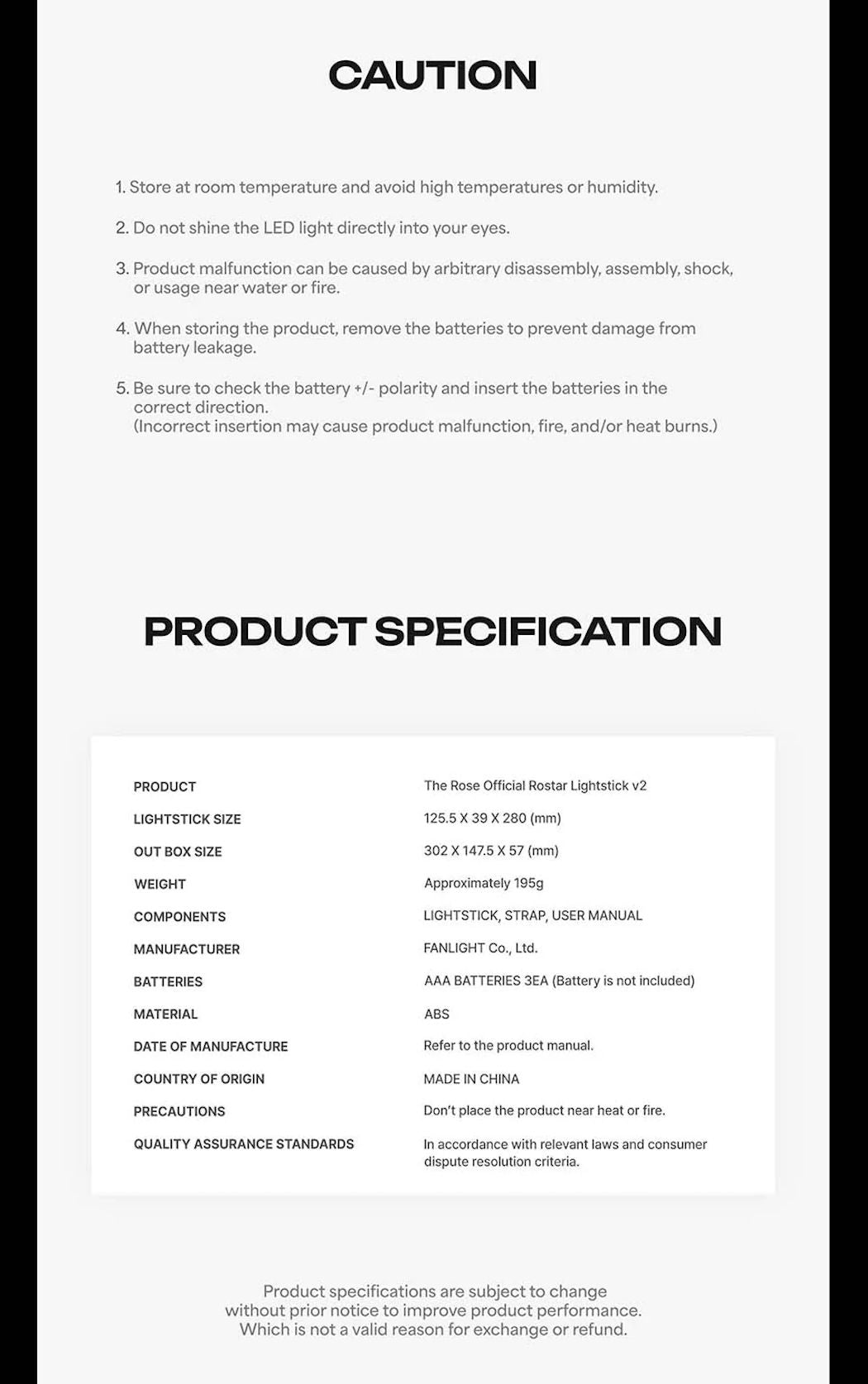 THE ROSE - OFFICIAL ROSTAR LIGHT STICK V2 Nolae