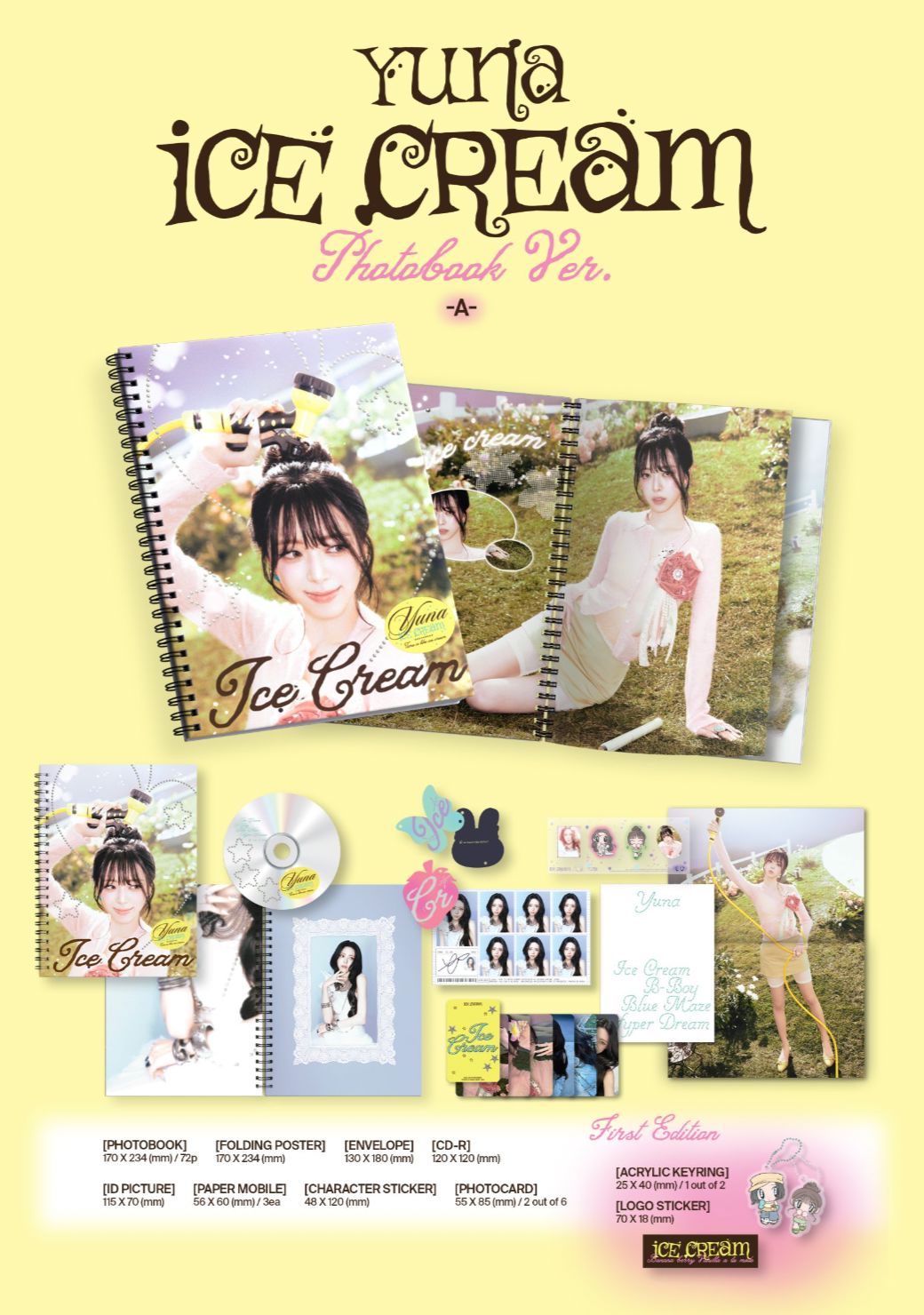 YUNA (ITZY) - ICE CREAM (PHOTOBOOK VER.) + FANS SHOP Gift Nolae